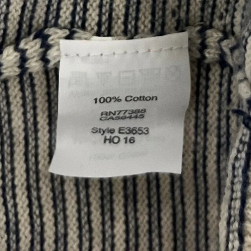 J Crew Mens Striped Crewneck Sweater‎ XL Beige Navy Cotton V-Neck - Picture 4 of 8